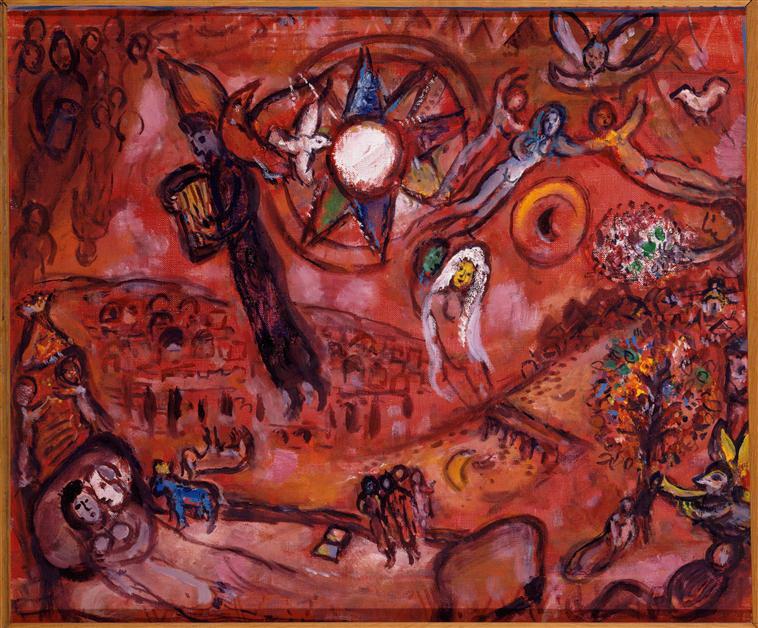 Cantique des Cantiques V contemporain Marc Chagall Peintures à l'huile